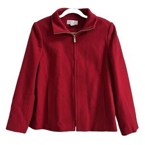 Vintage Wool Cashmere Jacket Red Y2K 90s Petite Sophisticate Size 14